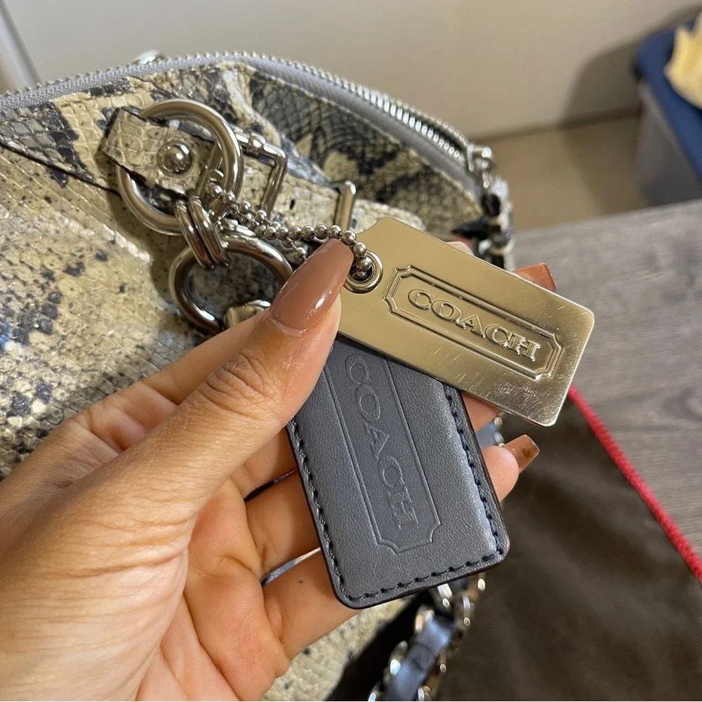 Coach Blue and Gray Snakeskin Bag - Picture 4 of 9